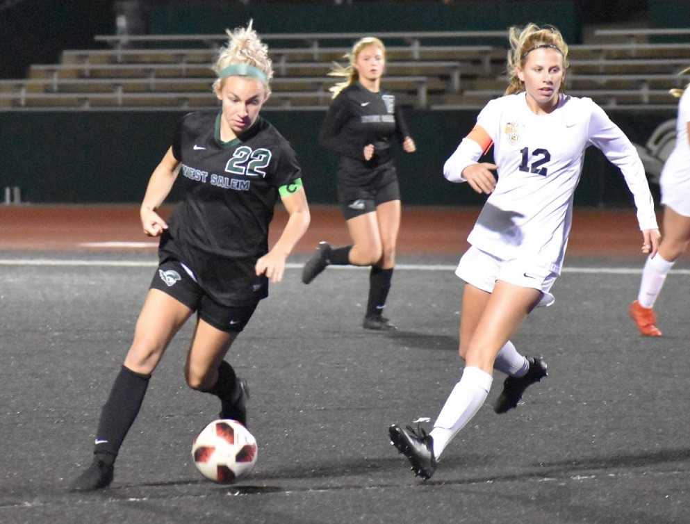 Paige Alexander (22) has 18 goals and 10 assists for West Salem. (Reid Holcomb/RFHproductions)