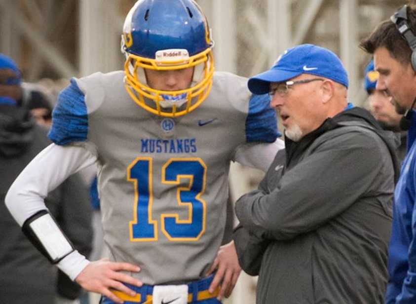 Heppner's Greg Grant, with quarterback Jayden Wilson, is the sixth Oregon coach to win 300 games. (Courtesy Heppner HS)