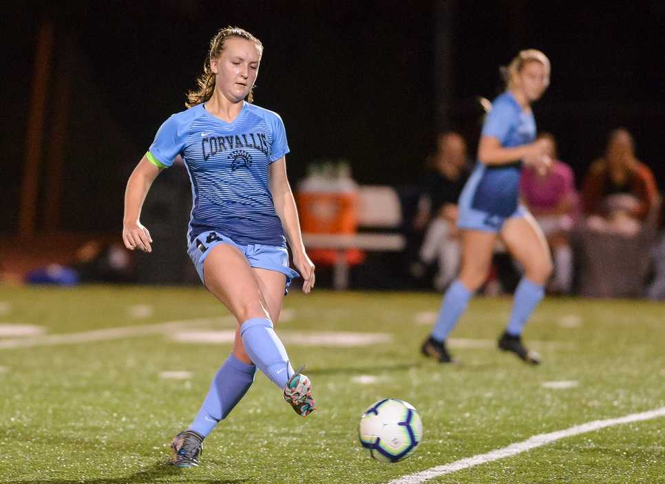 Senior midfielder Marcella Allen is part of a balanced attack for Corvallis. (Photo by Jeff Hintzman)