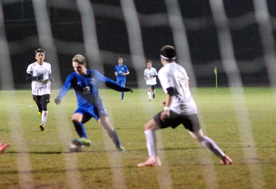 Catlin Gabel forward Jed Whalen-Stewart stares down the goal.