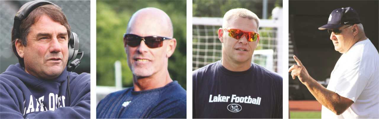 Lake Oswego coaches (from left) Steve Coury, Karl Halberg, Bill Hewes and Brian Newcomer joined the staff together in 1992.