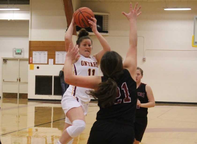 Ontario's Isabelle Esquivel drives against McLoughlin's Victoria Garcia on Saturday.