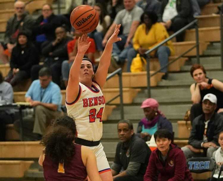 Bria Dixson scored 17 of Benson's final 21 points Tuesday in an overtime win over Central Catholic. (Photo by Jon Olson)