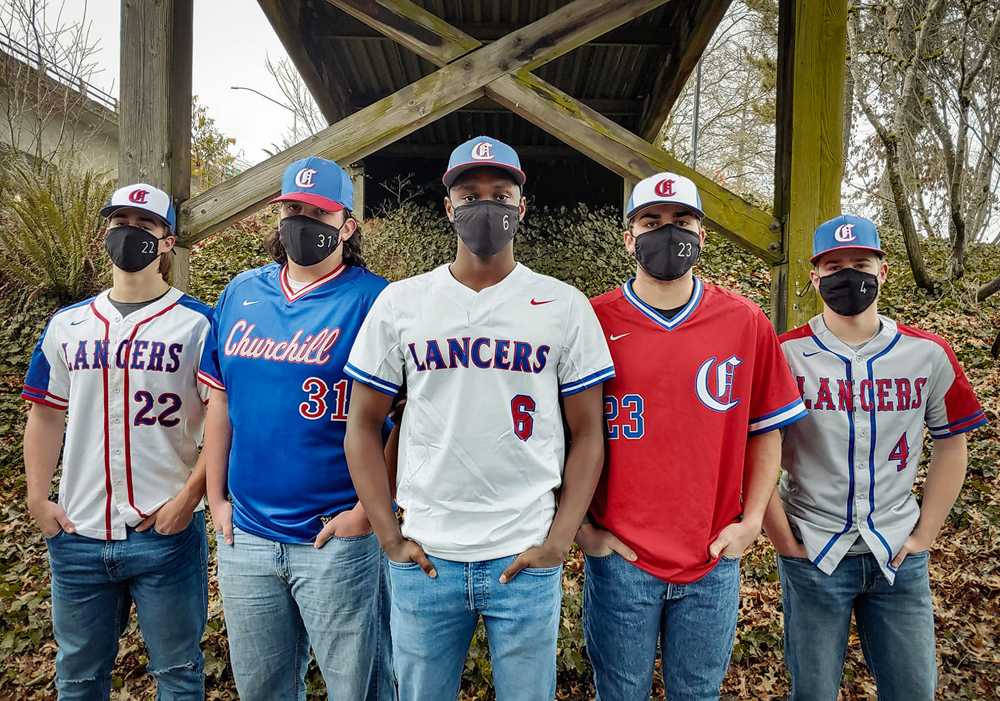 Churchill's formidable 2021 pitching staff. From left, Isaac Evaniew, Bryson Estrella, Cho Tofte, Carson Lydon, Carson Jones