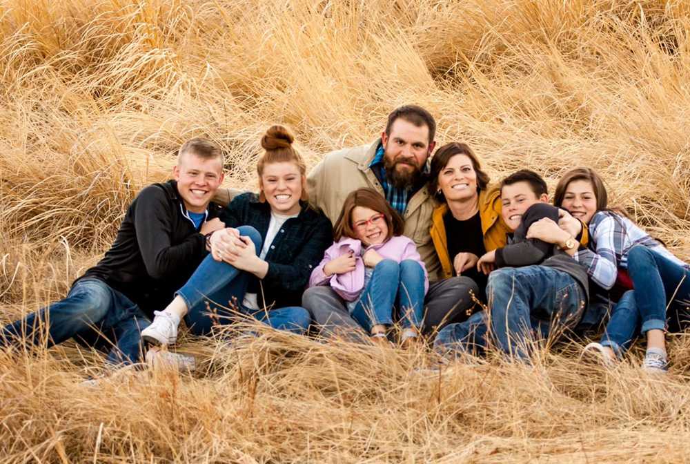 When they were whole: from left, Rixon, Shelie, Esther, Dave, Tiz, Bear and Leslie