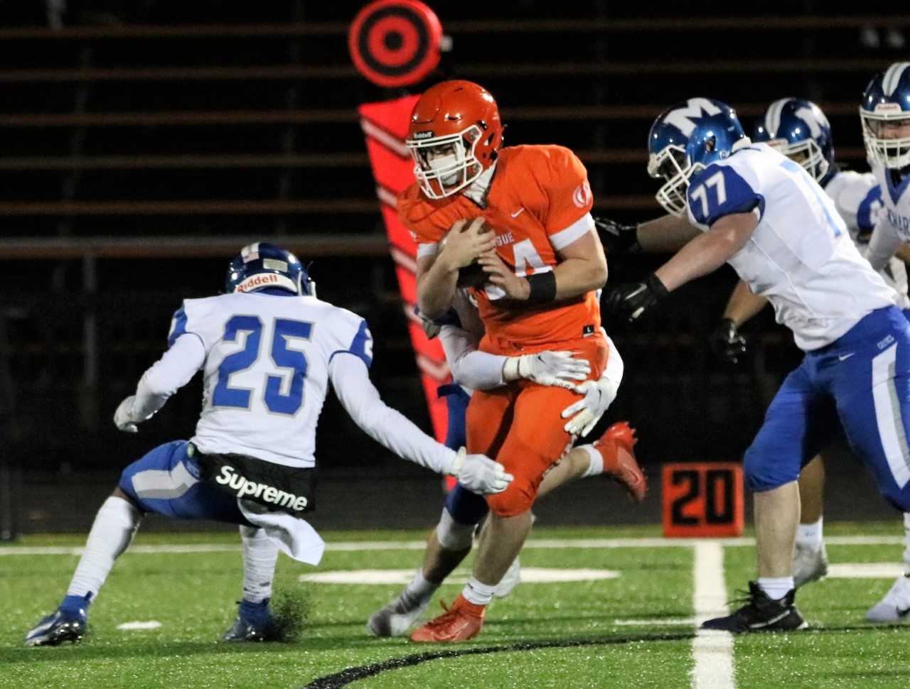 Sprague senior Ethan Bullock ran for three touchdowns in a 28-0 win over McNary on Friday. (Photo by Steve Polanski)