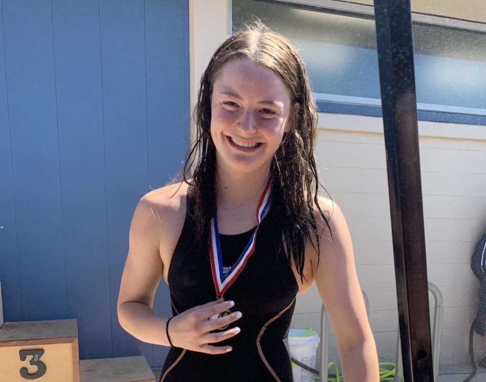 Baker's Brianna Stadler set the OSAA small-school meet record in the 100-yard backstroke as a freshman in 2019.