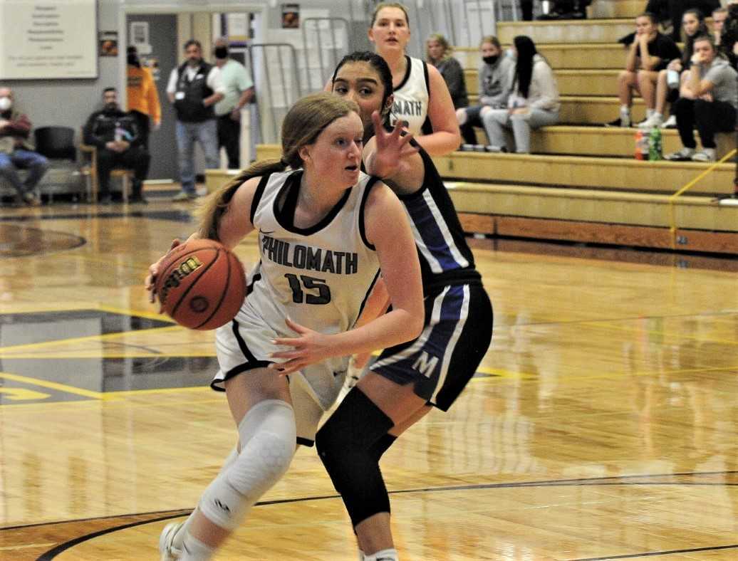 Sage Kramer had 22 points and nine rebounds in Philomath's quarterfinal win over Mazama. (John Gunther/The World)