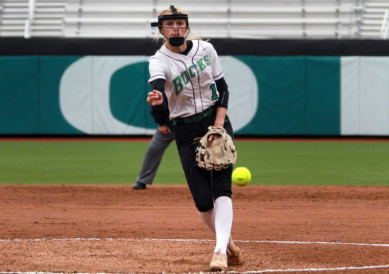 Pendleton's Sauren Garton had 17 strikeouts in the 5A final, giving her 369 for the season. (Miles Vance/Pamplin Media Group)