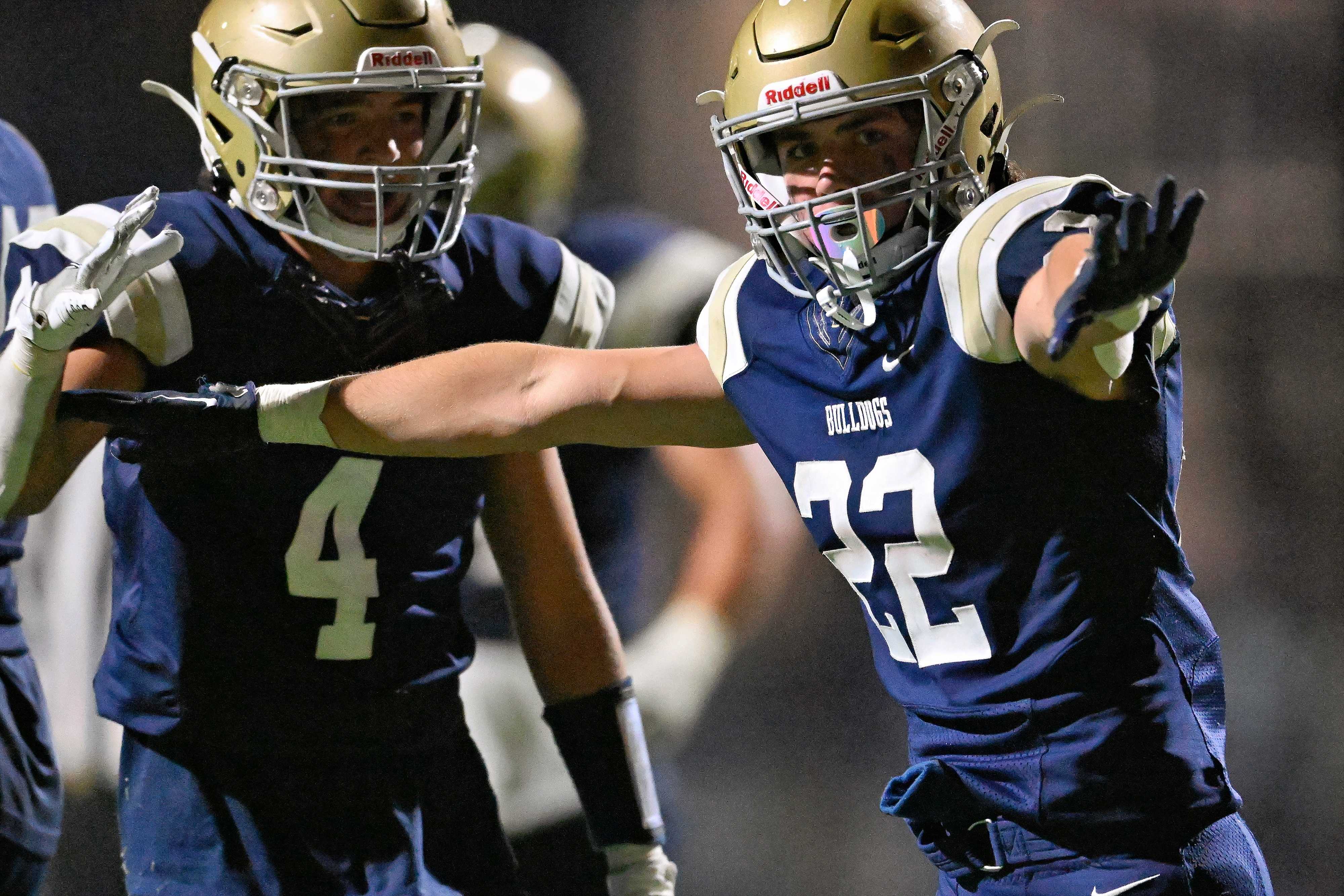 West Albany's Camden Johnson (22) blocked two kicks in the fourth quarter Friday night. (Leon Neuschwander/SBLive Oregon)