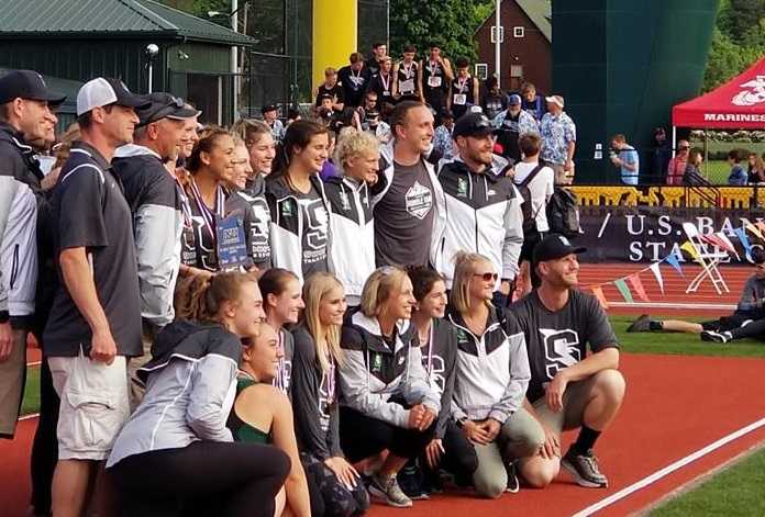 Summit's girls track team won all 12 state championships in Class 5A. (Photo courtesy Summit HS)