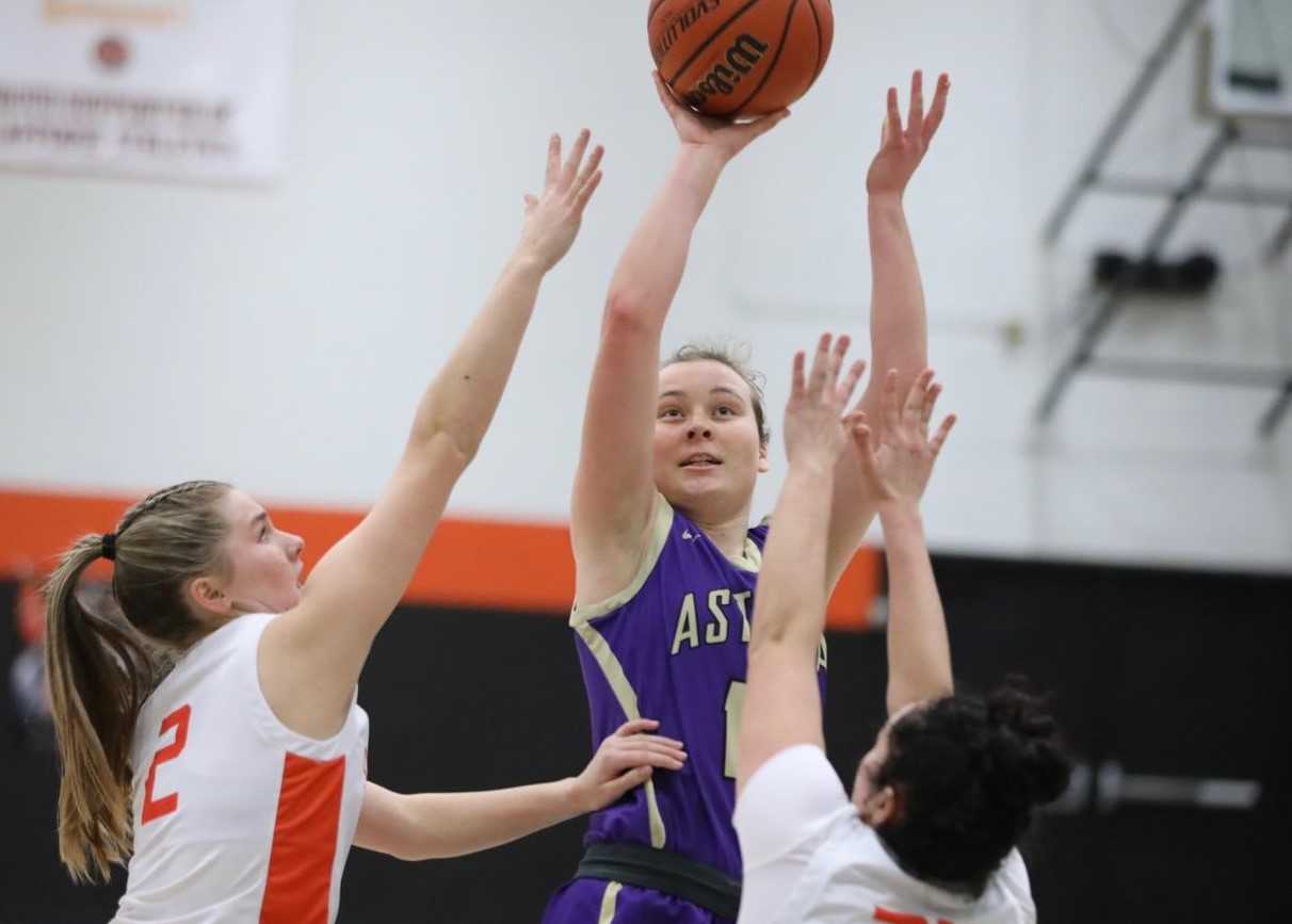 Astoria junior guard Maitlin Young, a transfer from Sitka, Alaska, is shooting 42 percent from three-point range this season.