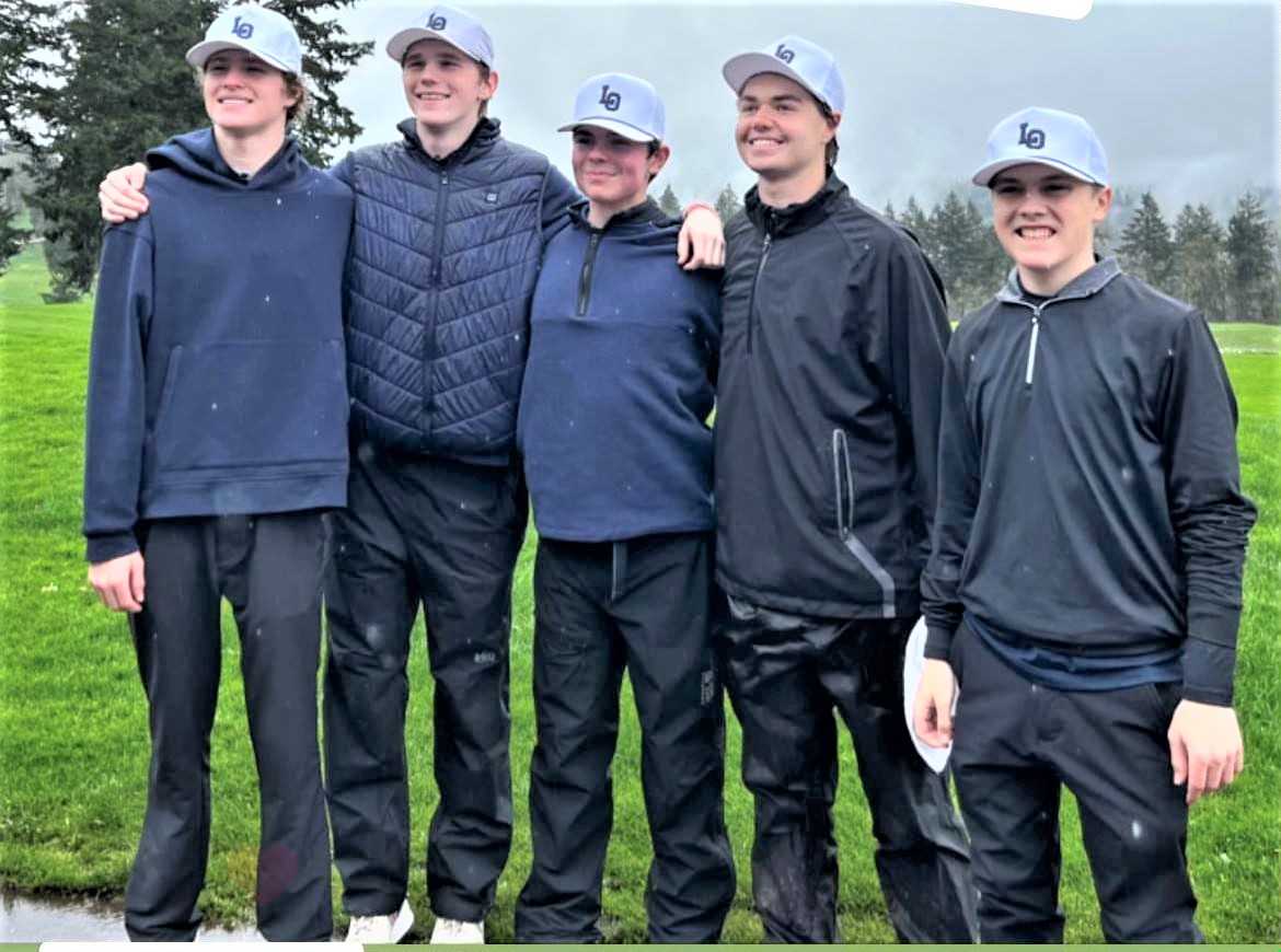 Lake Oswego's (from left) Braden Larsen, Adam Wrenn, Drew Woolworth, Tanner Frinell and Adam Blackmore.