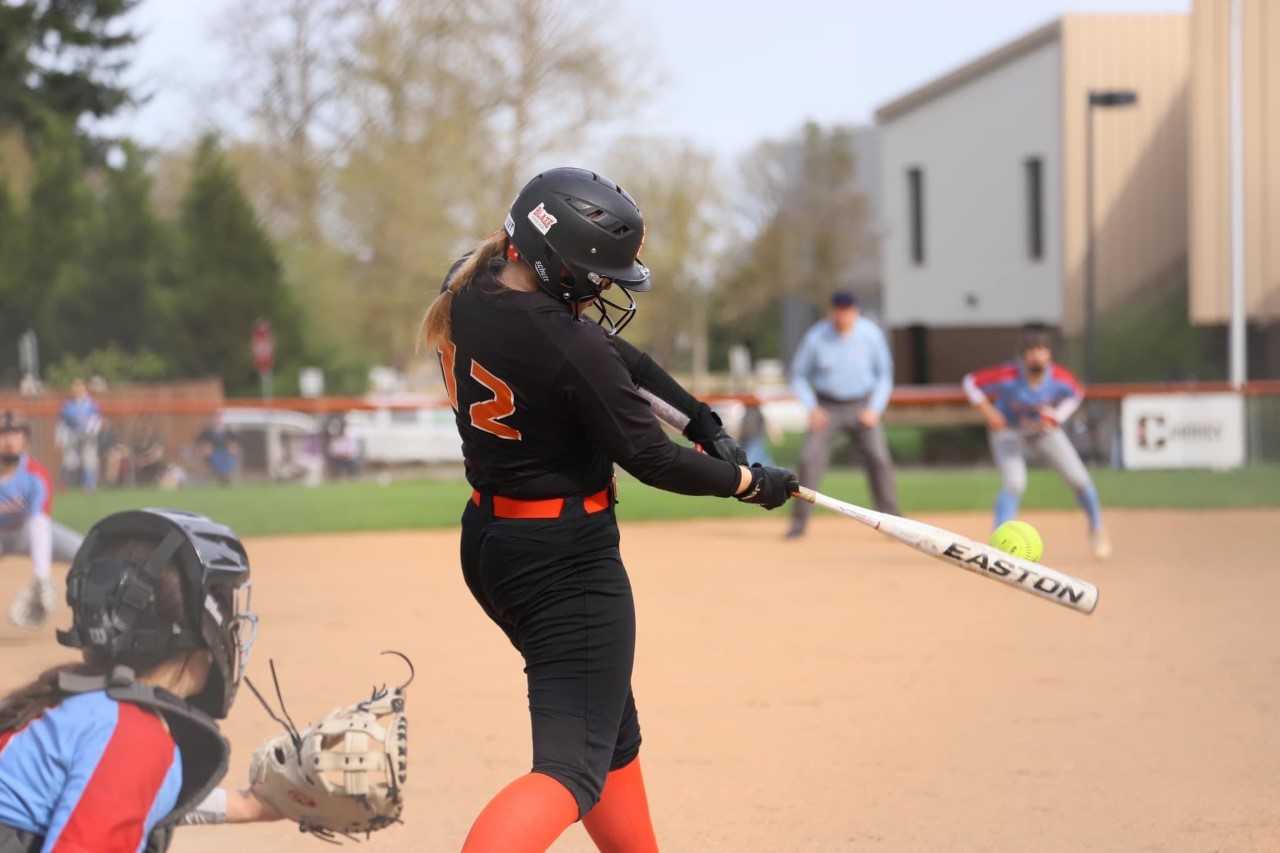 Scappoose senior Abigail Stansbury, signed with Eastern Nazarene, is batting .491 this season. (Photo by Jen Komp)