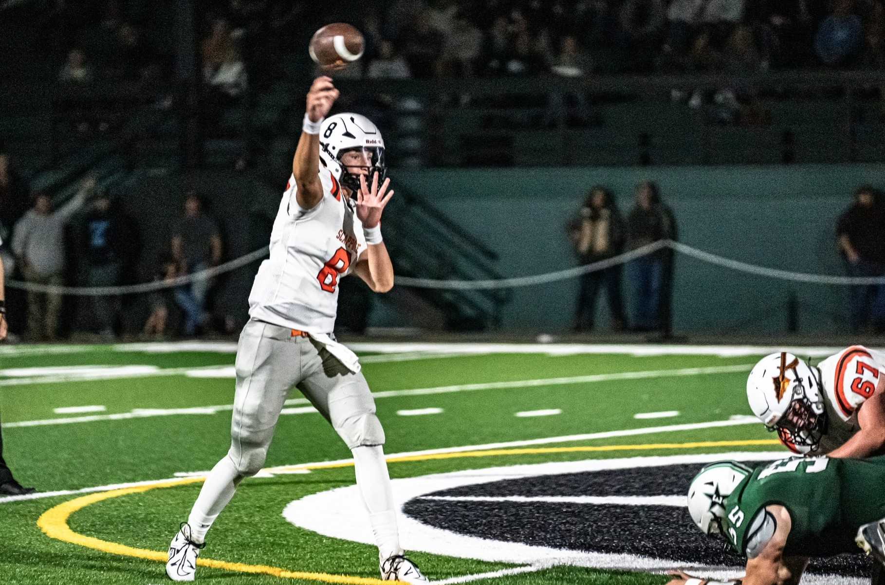 Scappoose junior Max Nowlin threw for 227 yards and three touchdowns in Thursday's 23-18 win at Estacada. (Photo by Josi Welter)