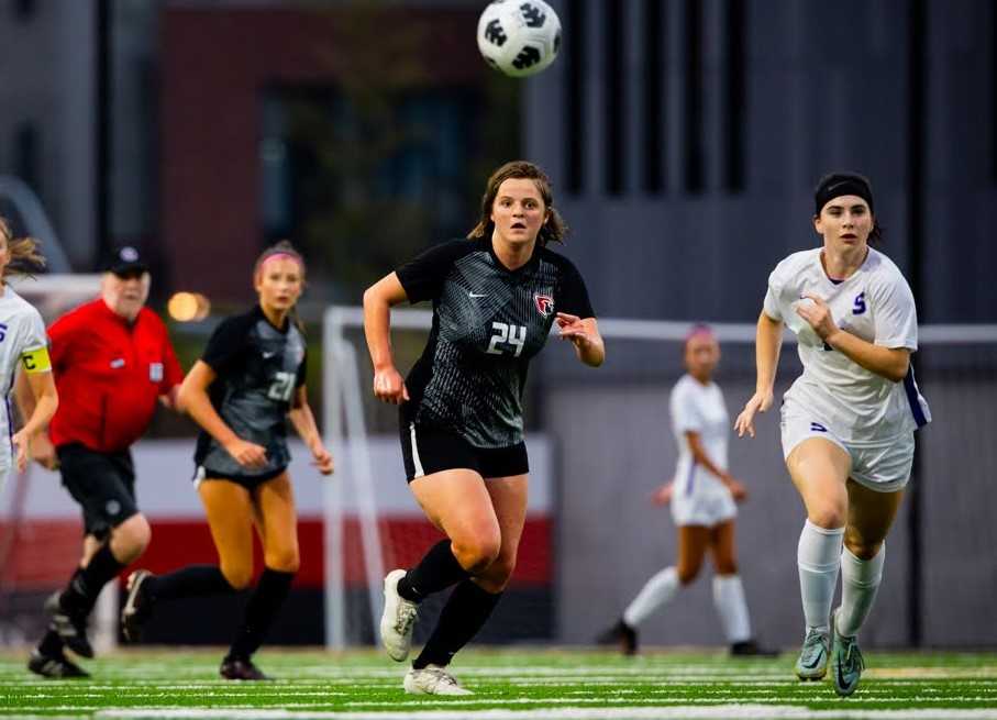 Lincoln sophomore forward Frances Reuland (24) has 14 goals and eight assists this season. (Photo by Sarah Q)