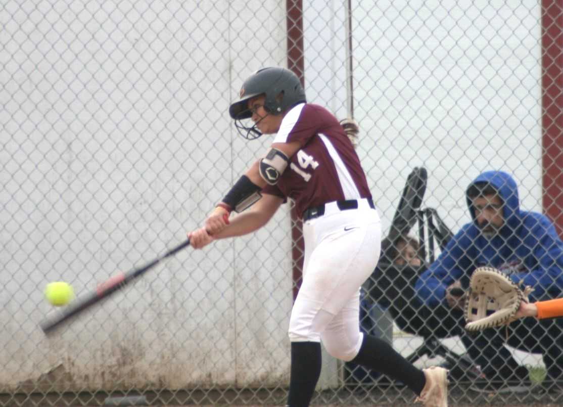 Junction City junior Lily Buendia is hitting .677 with 11 home runs and 61 RBIs this season. (Photo by Beau Dussell)