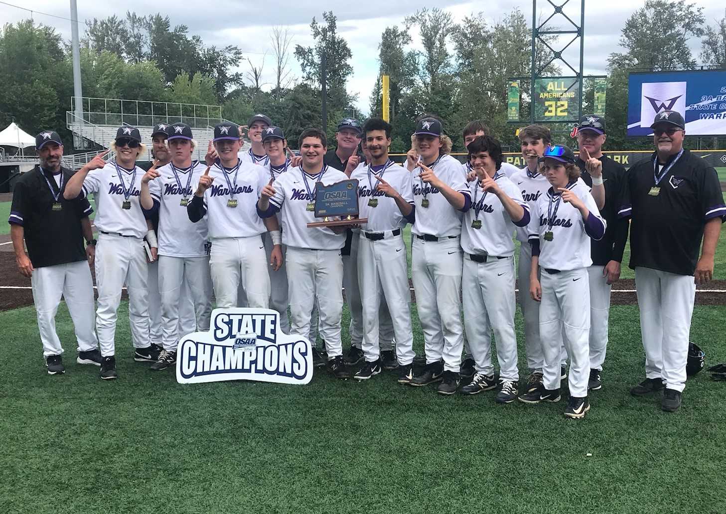 Warrenton rallied from a 3-0 deficit to defeat Brookings-Harbor 6-5 in the 3A baseball final Saturday at PK Park.