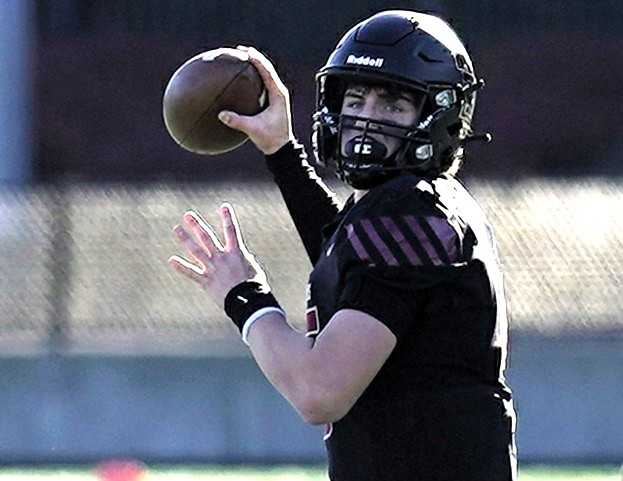 Tualatin quarterback Nolan Keeney, injured in last year's win at Jesuit, faces the Crusaders again Friday. (Photo by J.R. Olson)