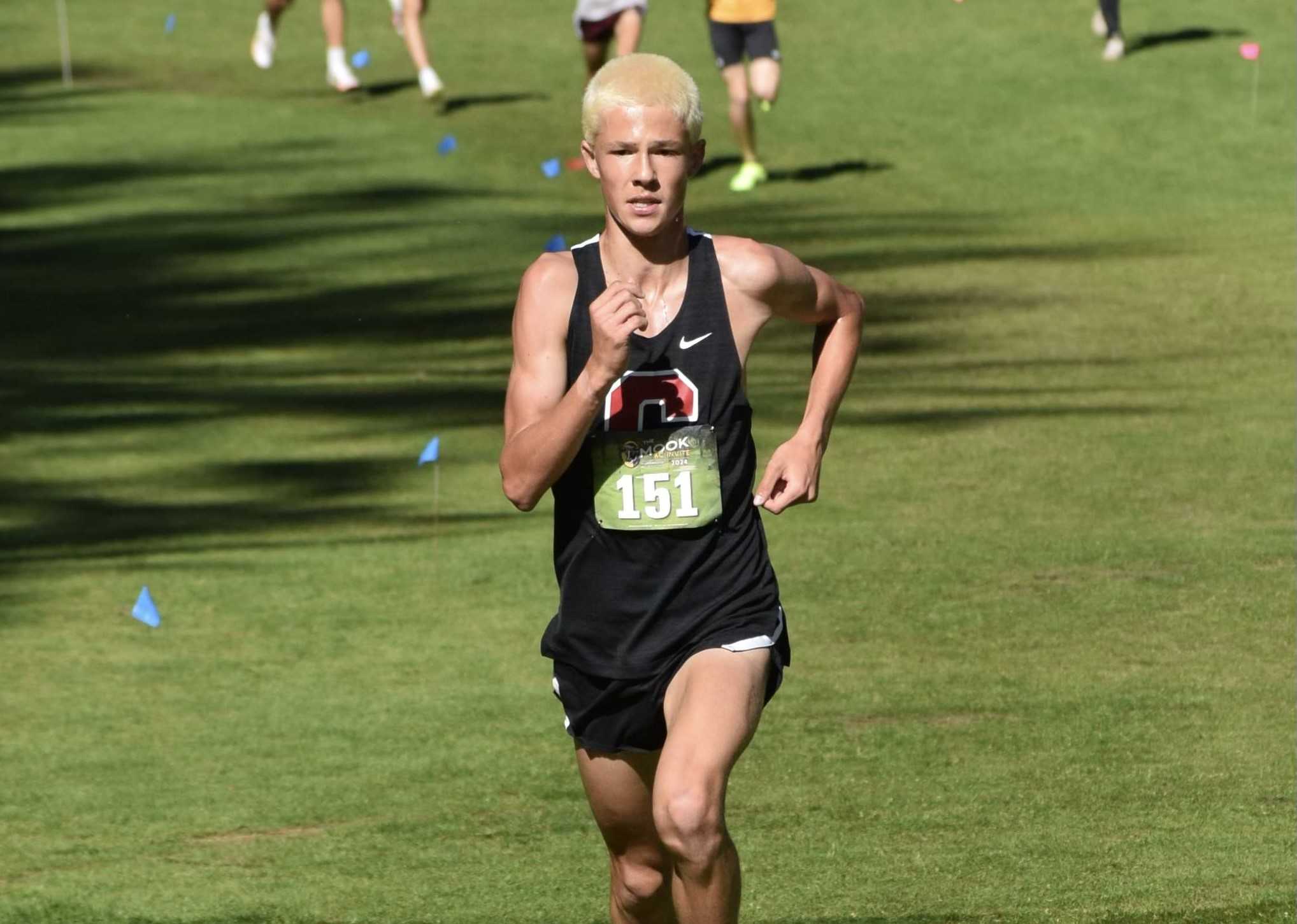 Central's Ty Cirino broke 15 minutes for the first time in winning The Mook Invite in Tillamook. (Photo courtesy Central HS)