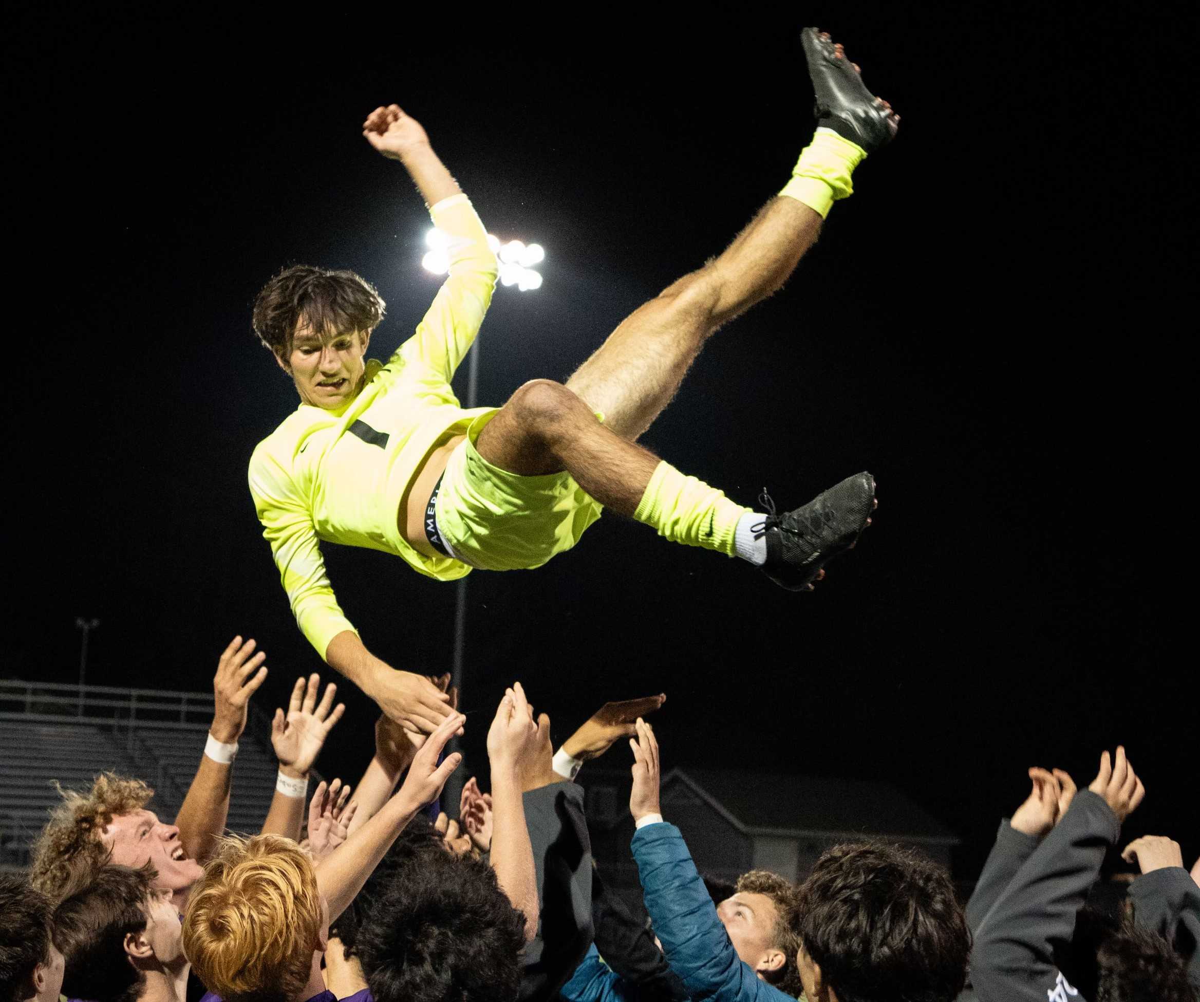 South Eugene junior goalkeeper Joey Lacey has held opponents to three goals in 15 matches this season. (Photo by Shane Raum)