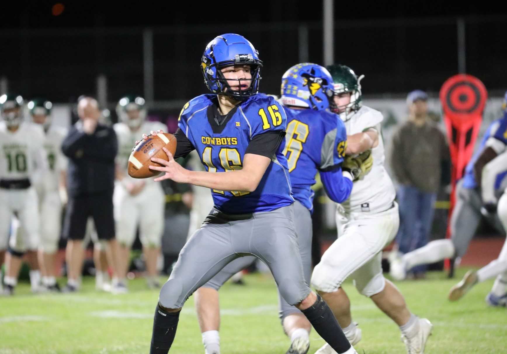 Quarterback Gavin Sandoval, who missed 2023 with an injury, has been a driving force for Crook County. (Photo by Amy Duke)