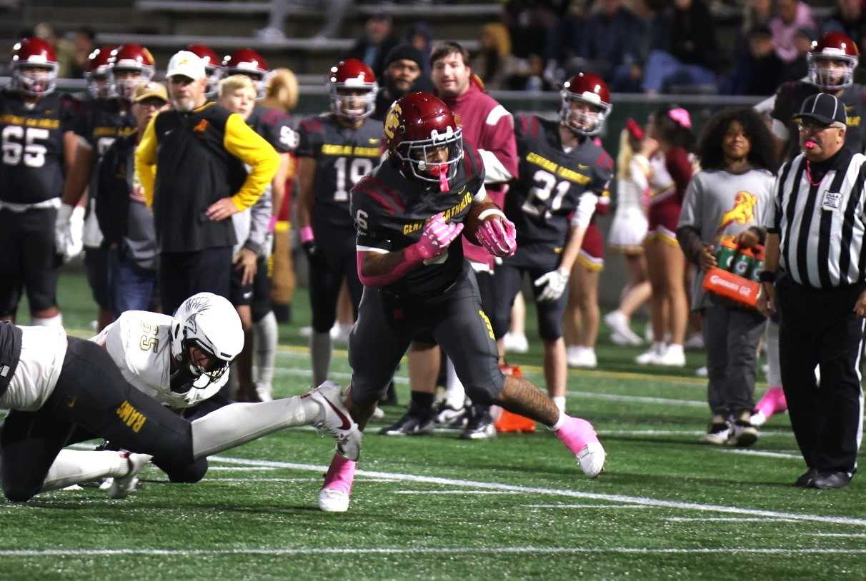 Tyson Davis, Central Catholic's leading rusher, missed his team's first-round win over Wells with an injury.(Photo by Jim Nagae)