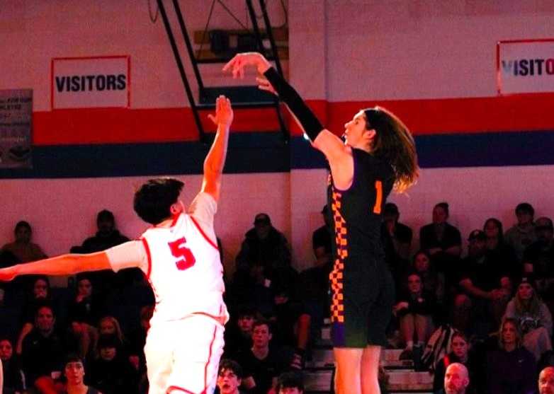 Luke Jackson, a 6-foot-8 senior, is averaging 12.8 points, 10.0 rebounds and 3.0 blocks for Marshfield.(Photo by Elijah Cellura)