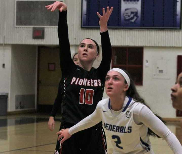 Grant's Marin Leonard (2) boxes out Oregon City's Brooke Bullock (10). (Photo by Tamara Peyton)