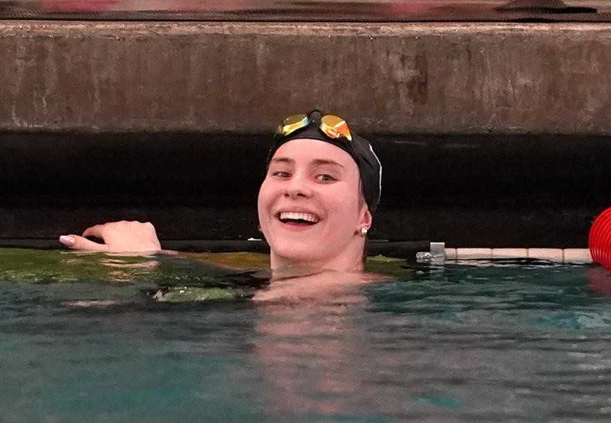 Lake Oswego senior AnneMarie Vlaic, pursuing a third 6A title in the 100-yard butterfly, qualified first. (Photo by J.R. Olson)