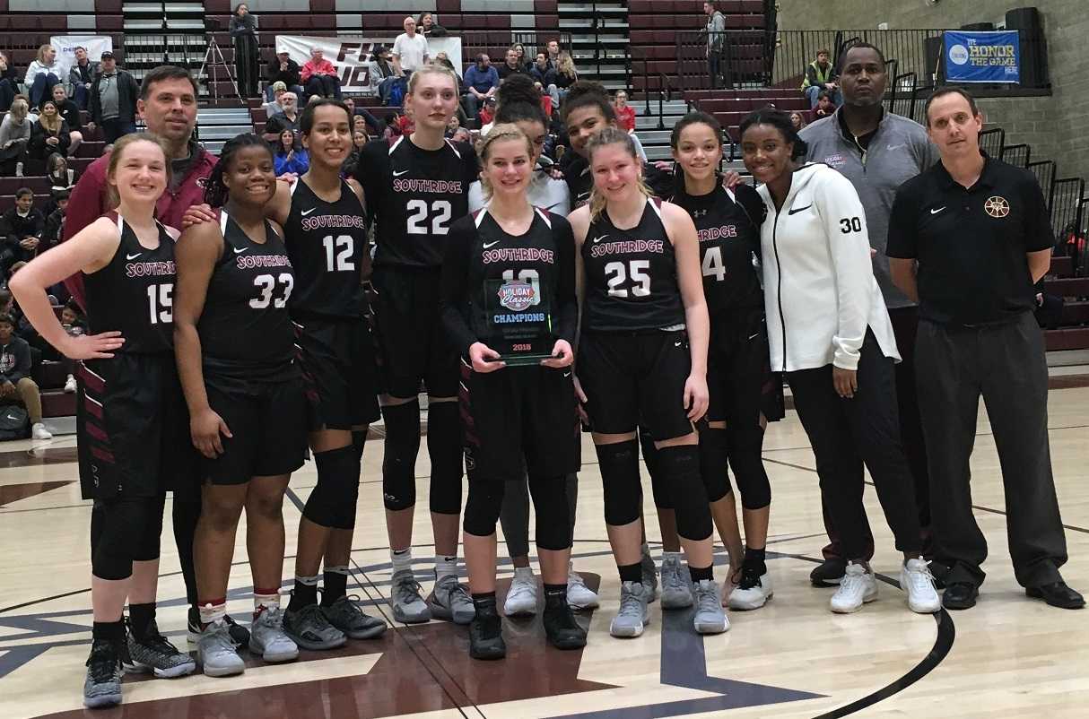 Southridge poses with the Diamond bracket trophy at the Holiday Classic.