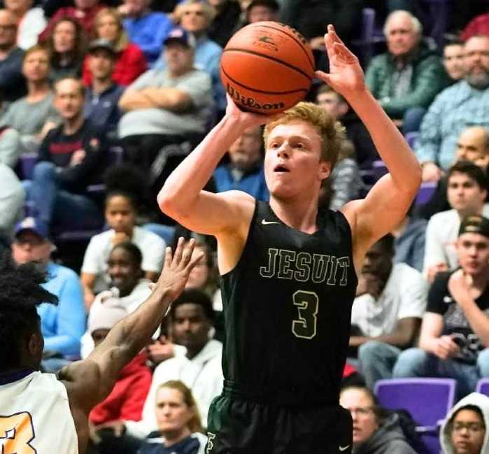 Jesuit's Aiden Williams made five three-pointers and scored 20 points Saturday. (Photo by Jon Olson)