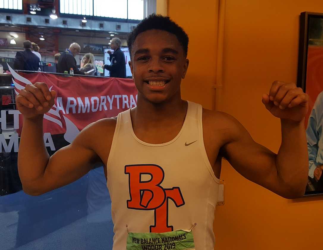 Micah Williams celebrates his win in New York on Sunday. (Photo by Doug Binder)