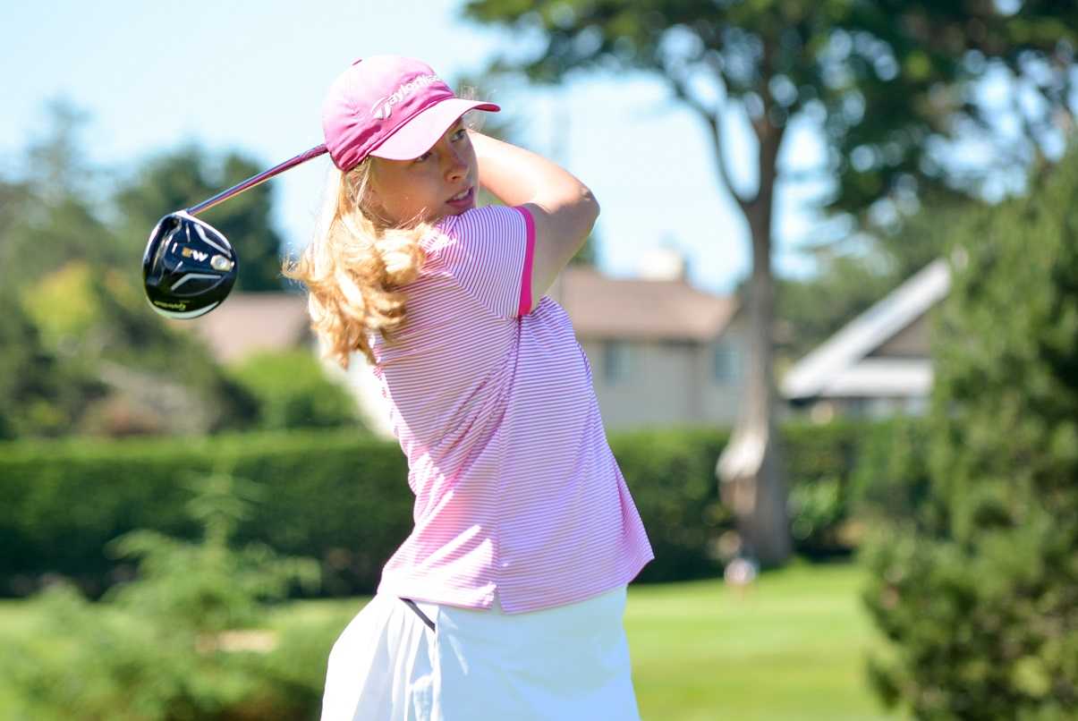 Summit's Olivia Loberg tees off at the Oregon Junior Amateur last year. (Courtesy OGA)