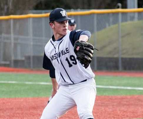 Senior Nolan Thebiay threw a complete-game shutout against Putnam. (Photo courtesy Wilsonville HS)