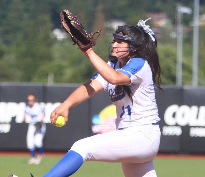 La Grande's Allie Brock struck out 12 on Saturday, giving her 220 this season. (NW Sports Photography)