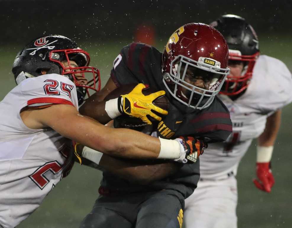 Central Catholic's Elijah Elliott ran for 16 touchdowns in 2018. (Photo courtesy Clackamas Touchdown Club)