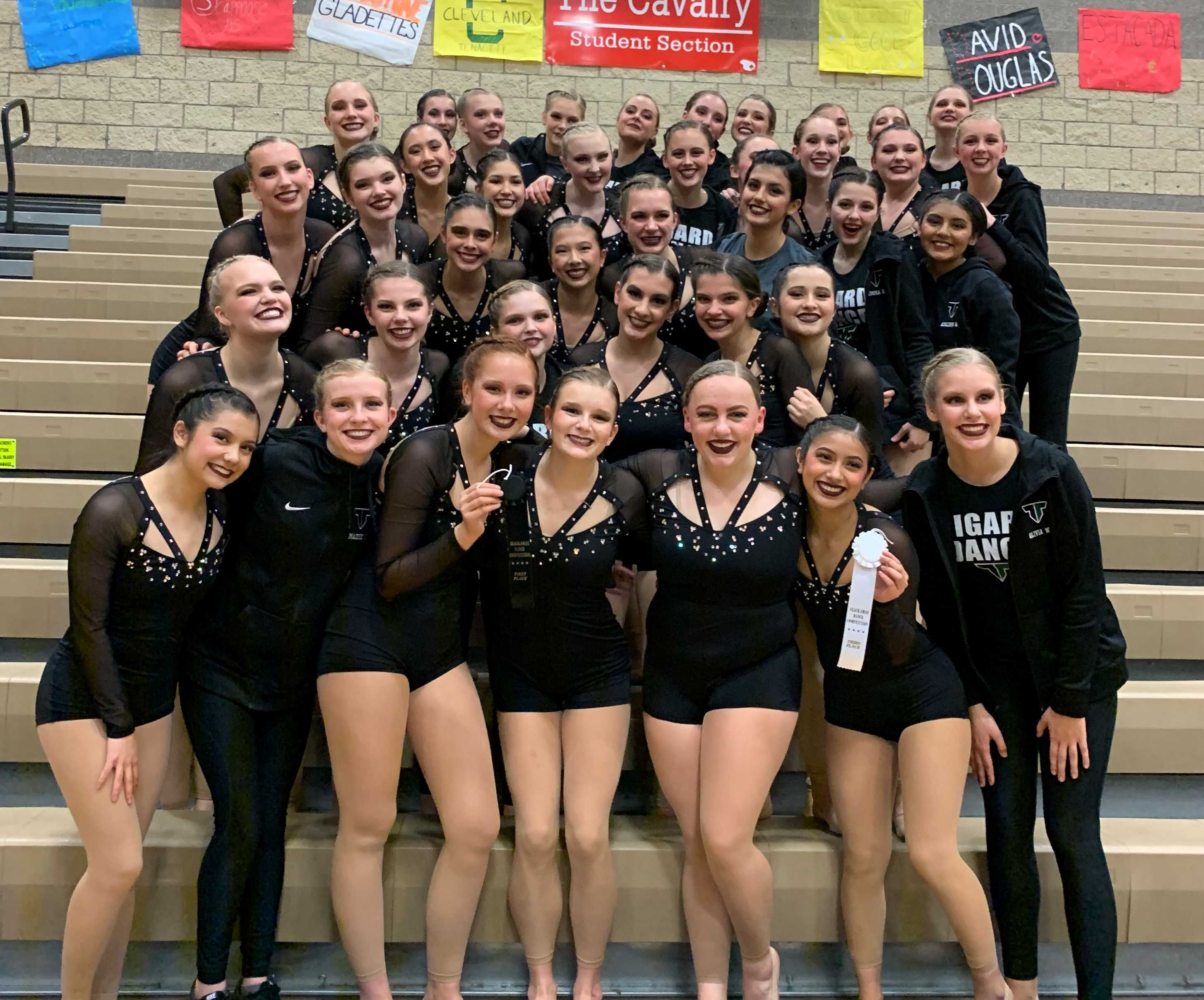 The Tigard Tigerettes had three first place finishes and overall high score at the Clackamas Competition.