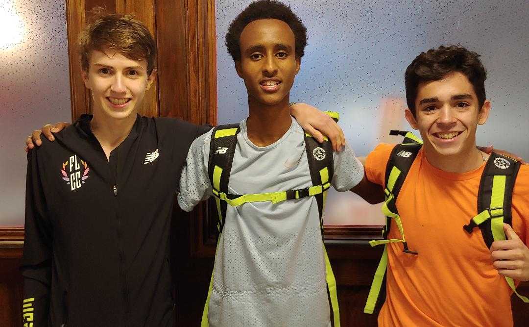 Oregon was well represented at Foot Locker with (from left) Charlie Robertson, Ahmed Ibrahim and Mateo Althouse.