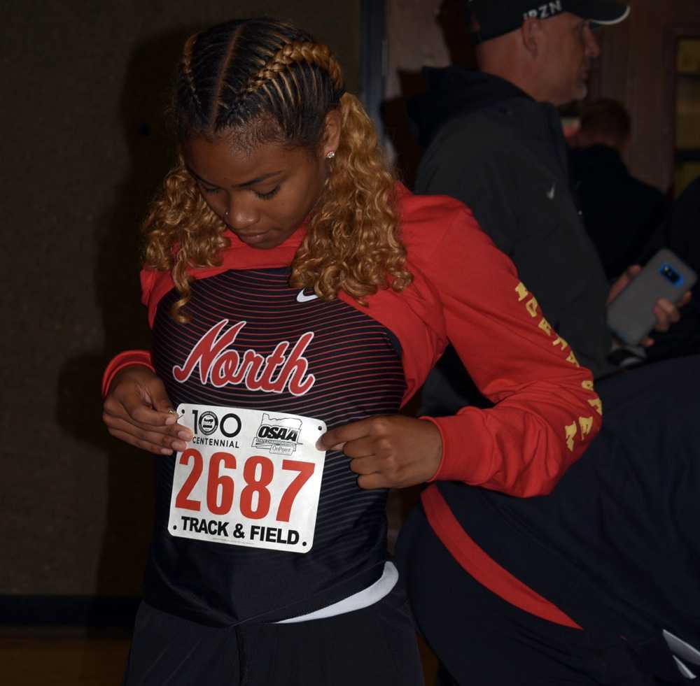 Maliya Thompson is a blur on the track. We wanted a clear shot, so here she is before a race. Photo by Stephanie Berger