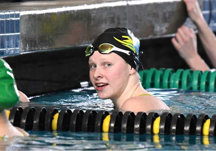 Kaitlyn Dobler capped her HS career in February by winning the 50 free and 100 breaststroke in state-record times