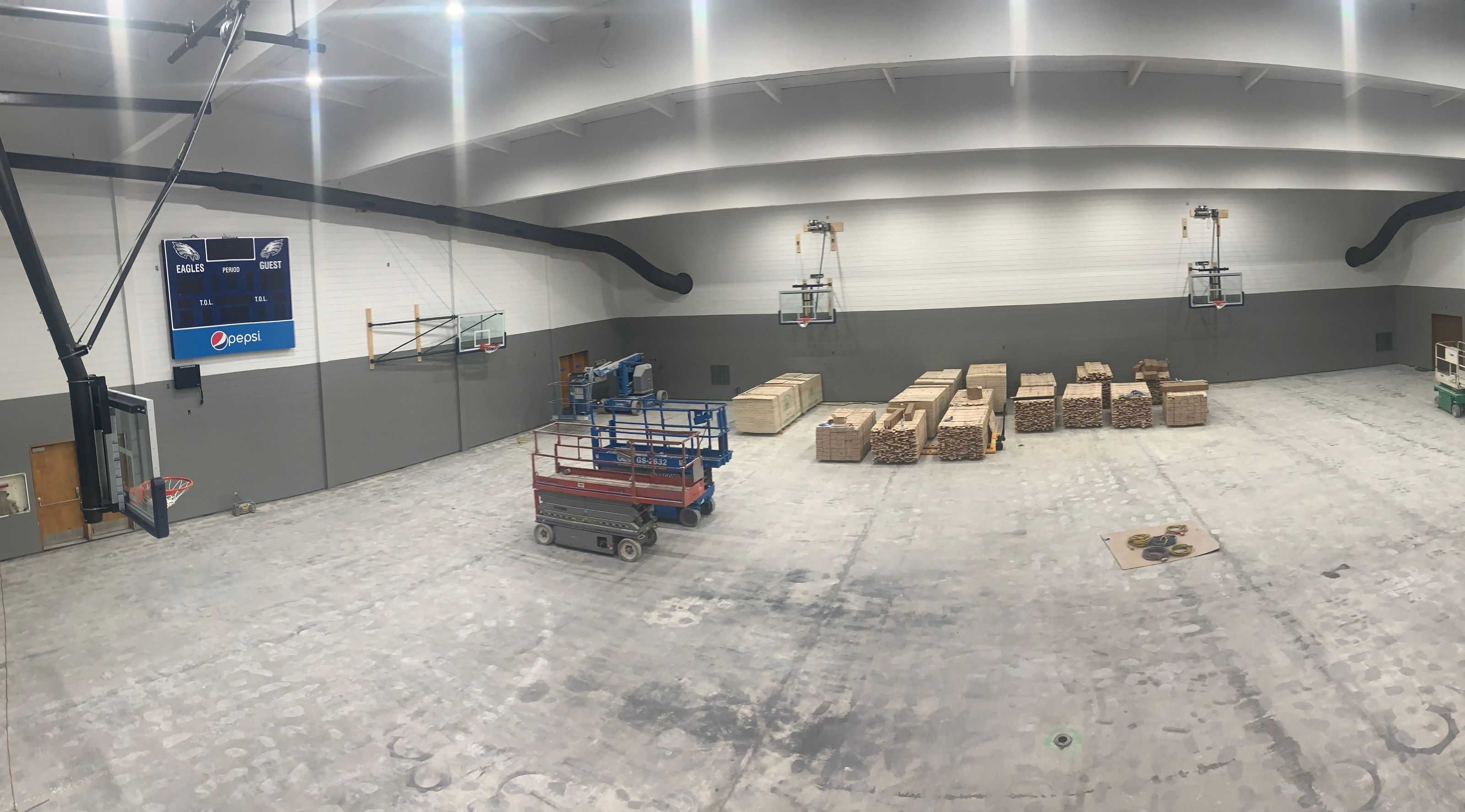 Work continues on Joseph's new gym, which should be ready for use by mid-October. (Photo courtesy Joseph Charter School)