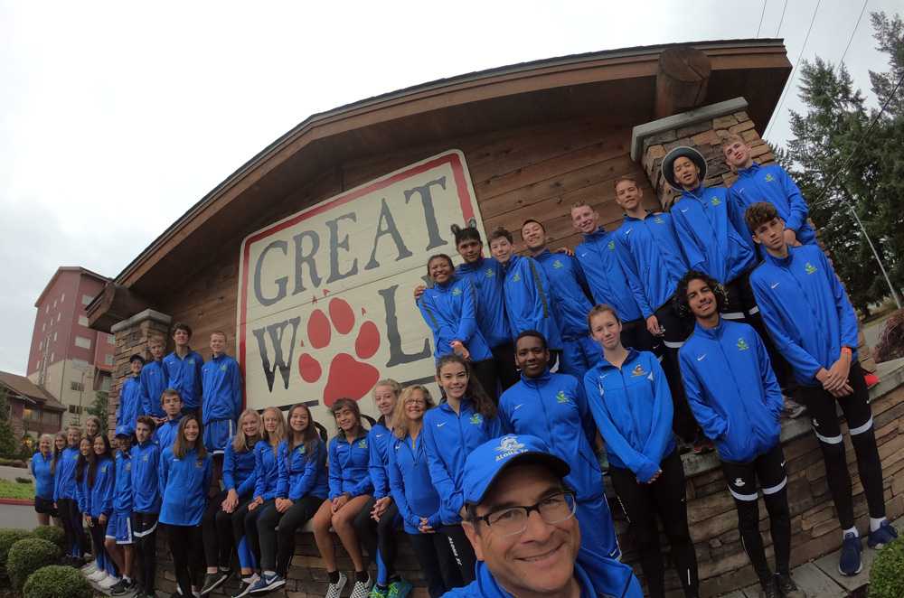 Aloha XC coach Ken Martinez giving his team an experience at Great Wolf Lodge before a Tacoma meet