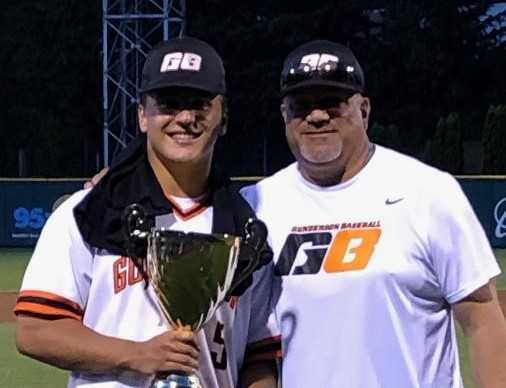 Jackson Jaha (left) has a knack for driving the ball to the opposite field, much like his father, John.