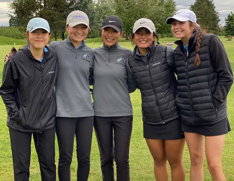 Mountainside's girls golf team (from left): Katherine Shin, Emily Song, Stella Lee, Cydney Chhim, Sofia Fuenmayor.