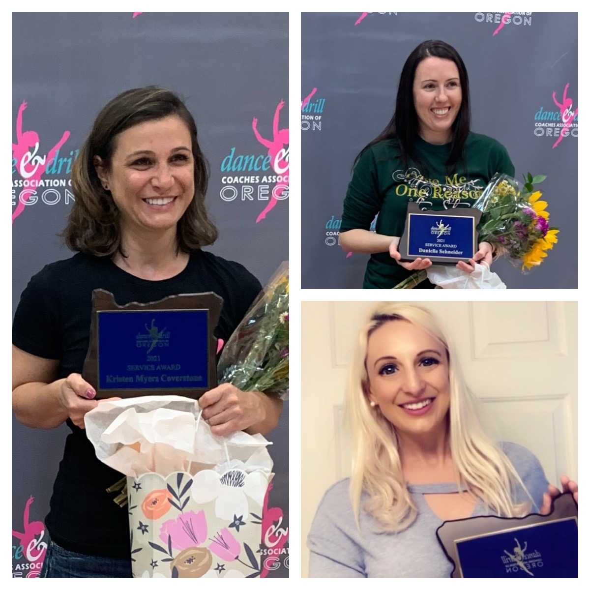 2021 DDCA Service Award Recipients Kristen Myers-Coverstone, Danielle Schneider and Kristin Alacron.