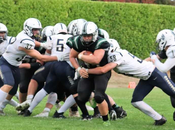 Waylon Reidel, a 220-pound junior, had 77 of Estacada's 378 rushing yards Friday against Banks. (Photo by Carmen Thornhill)