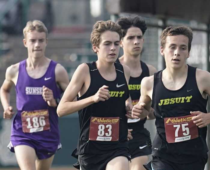 Jesuit junior Jacob Nenow (83) won the John Payne/Curtis XC Invitational. (Photo by Jon Olson)