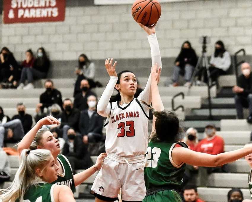 Clackamas freshman Jazzy Davidson scored a game-high 12 points in Friday's win over Jesuit. (Photo by Fanta Mithmeuangneua)