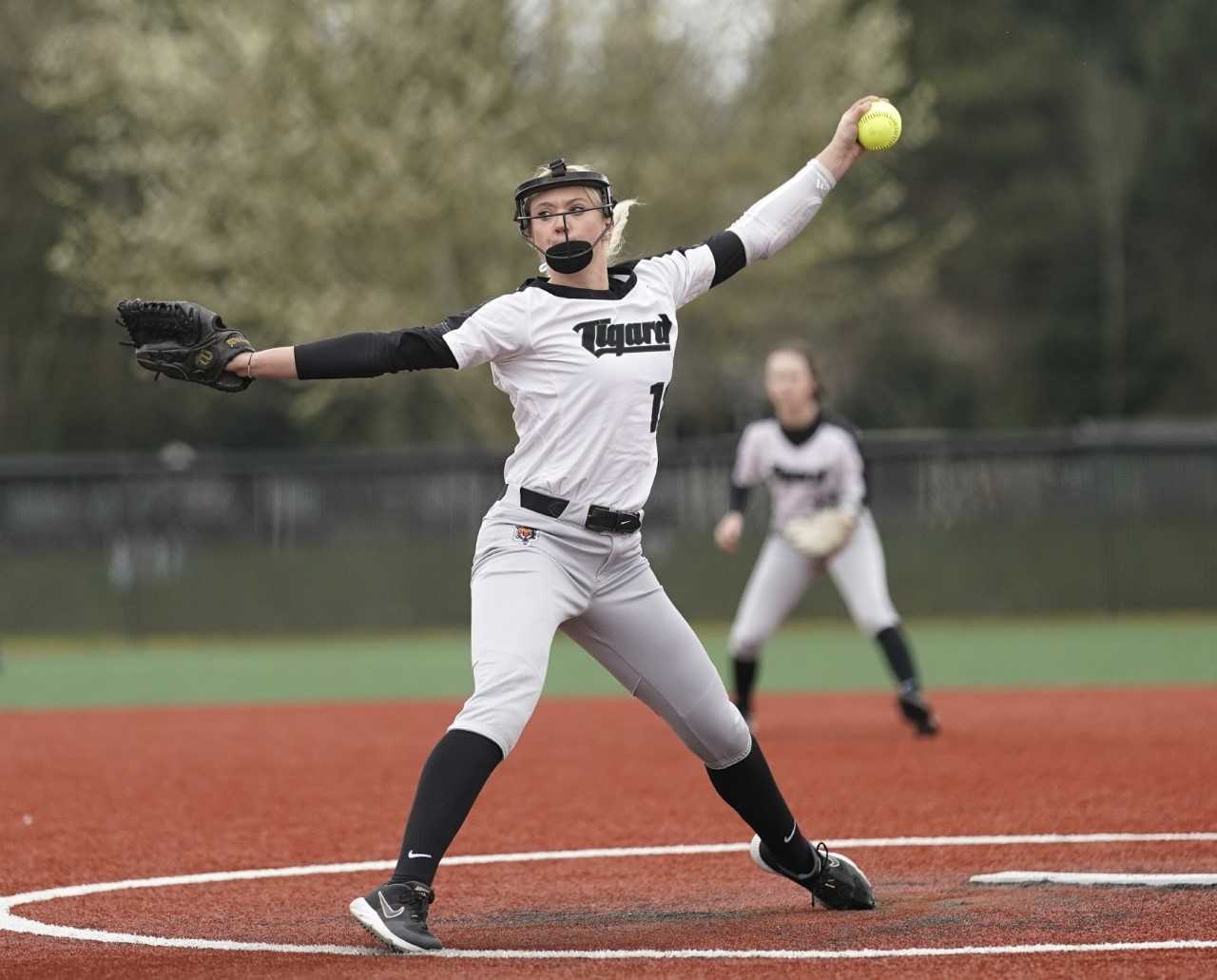 Tigard senior pitcher Makenna Reid has struck out 30 batters in her first two games this season. (Photo by Jon Olson)